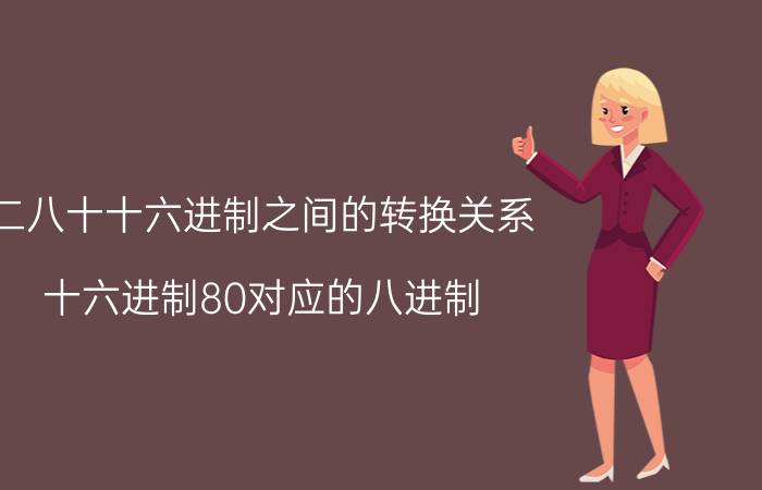 二八十十六进制之间的转换关系 十六进制80对应的八进制？